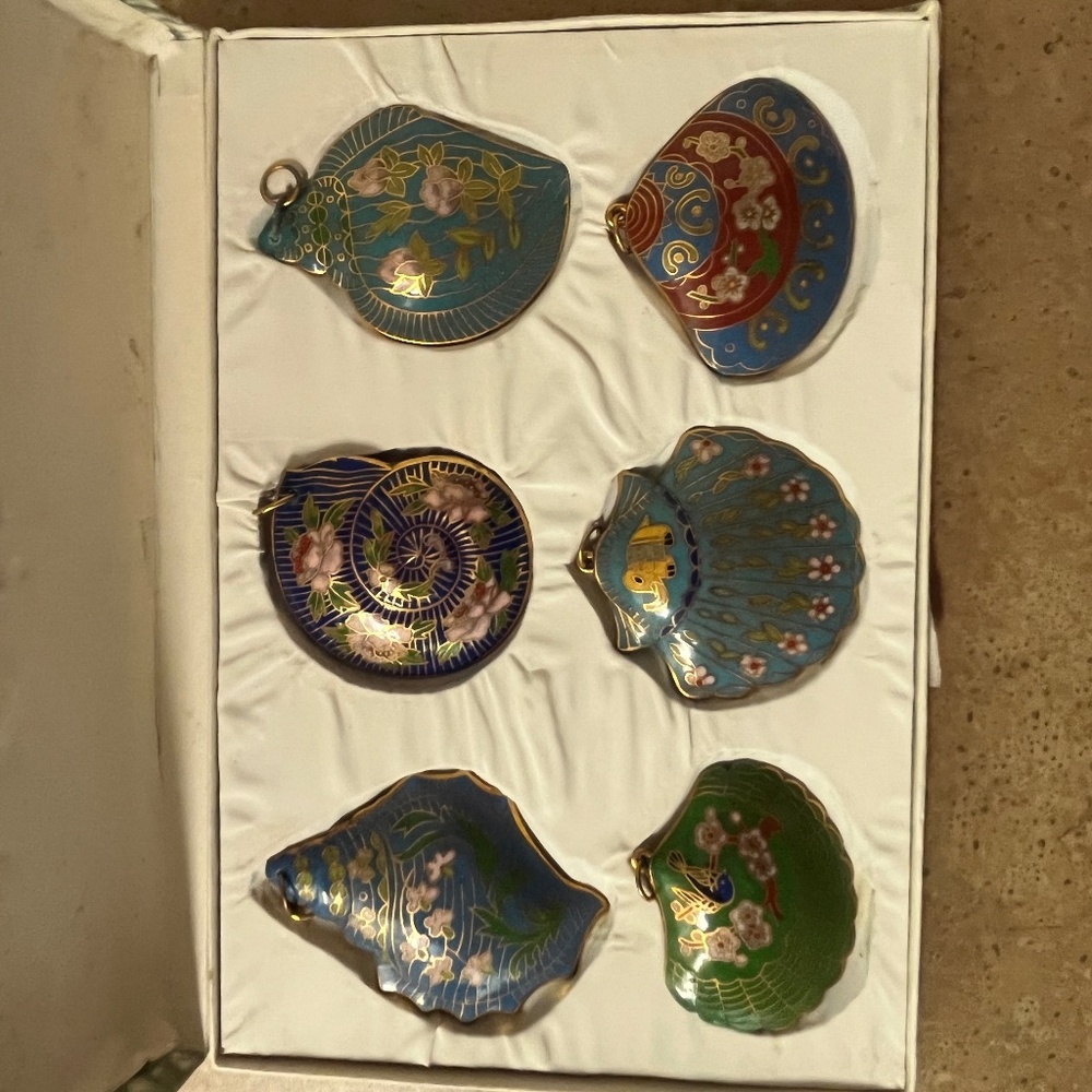 Boxed Set of Six Cloissone Charms